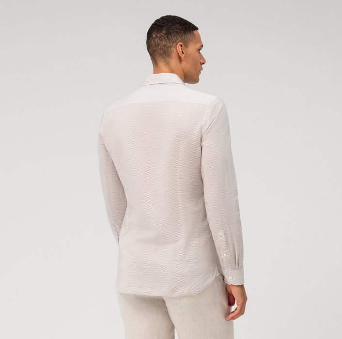 Oblymp Level Five garment washed, Businesshemd, body fit, Kent, Natur Online Outlet