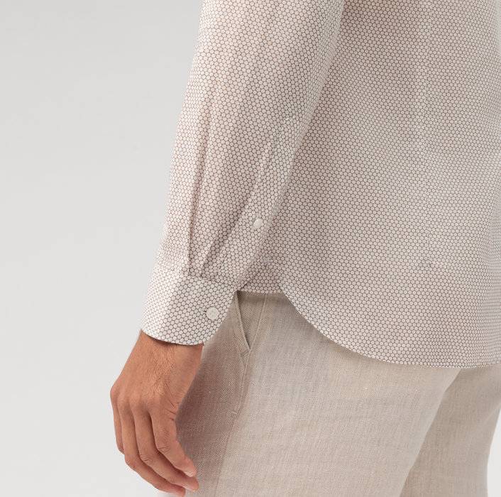 Oblymp Level Five garment washed, Businesshemd, body fit, Kent, Natur Online Outlet