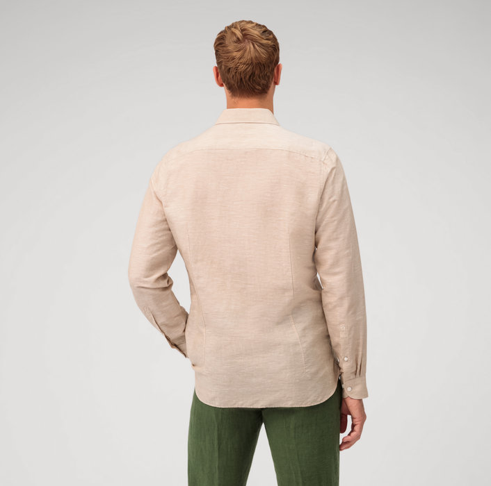 Oblymp Level Five garment washed, Businesshemd, body fit, Kent, Natur Zeitlich begrenztes Angebot