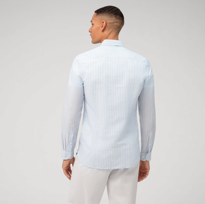 Oblymp Level Five garment washed, Businesshemd, body fit, Haifisch, Bleu Neuheiten