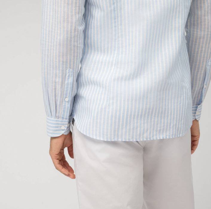 Oblymp Level Five garment washed, Businesshemd, body fit, Haifisch, Bleu Neuheiten