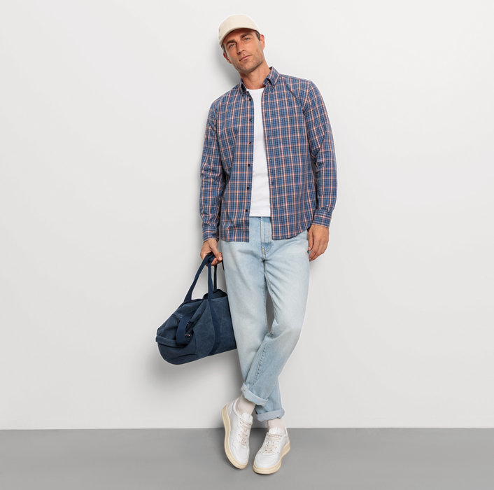 Oblymp Casual, Freizeithemd, regular fit, Button-down, Marine Discount Store für neue Produkte