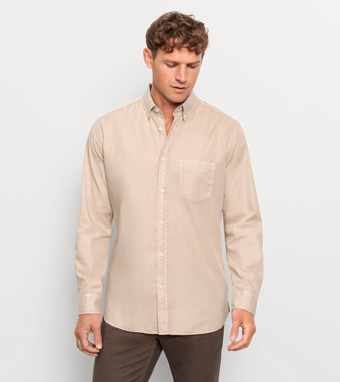 Oblymp Casual, Freizeithemd, regular fit, Button-down, Beige Nur noch ein Tag übrig
