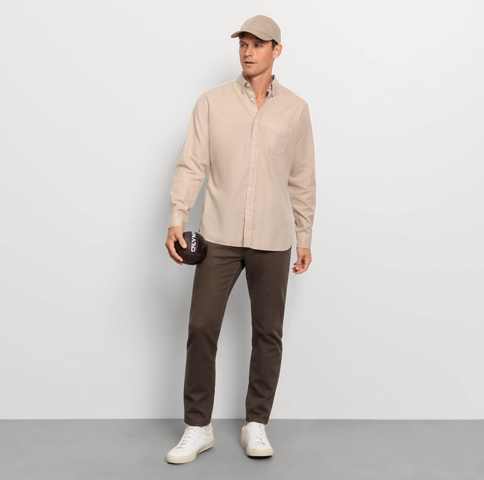 Oblymp Casual, Freizeithemd, regular fit, Button-down, Beige Nur noch ein Tag übrig