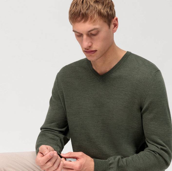 Oblymp Casual Strick, Pullover, Oliv Limitierter Zeitrabatt