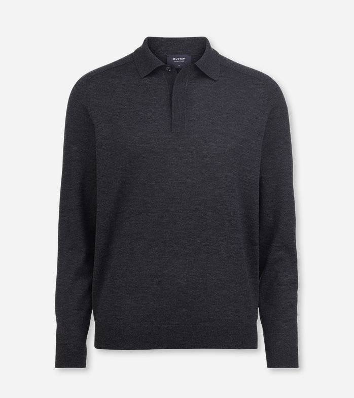Oblymp SIGNATURE Strick, Polo langarm, Anthrazit Exklusivangebot