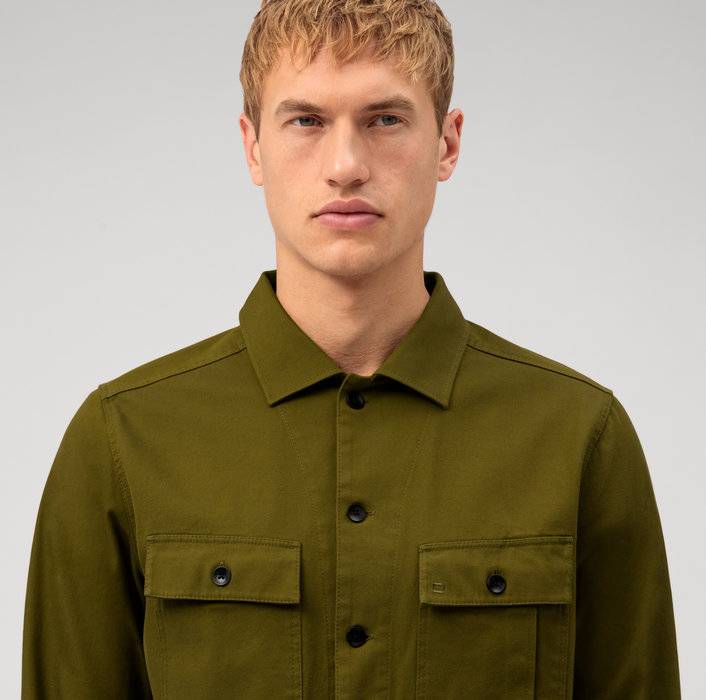 Oblymp Casual, Freizeithemd, Overshirt, Kent, Grau-Grün Black Friday