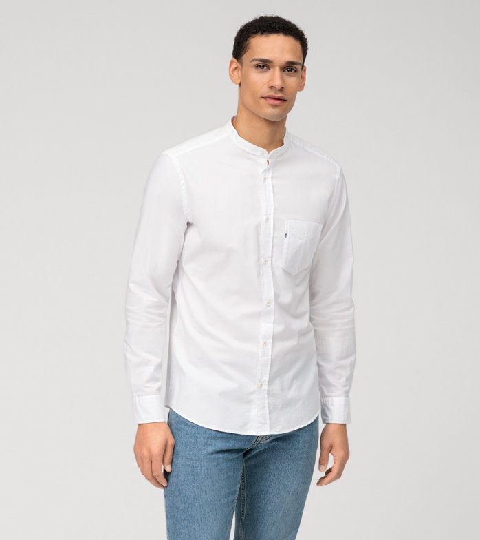 Oblymp Casual, Freizeithemd, regular fit, Stehkragen, Weiß Zeitlich begrenztes Angebot