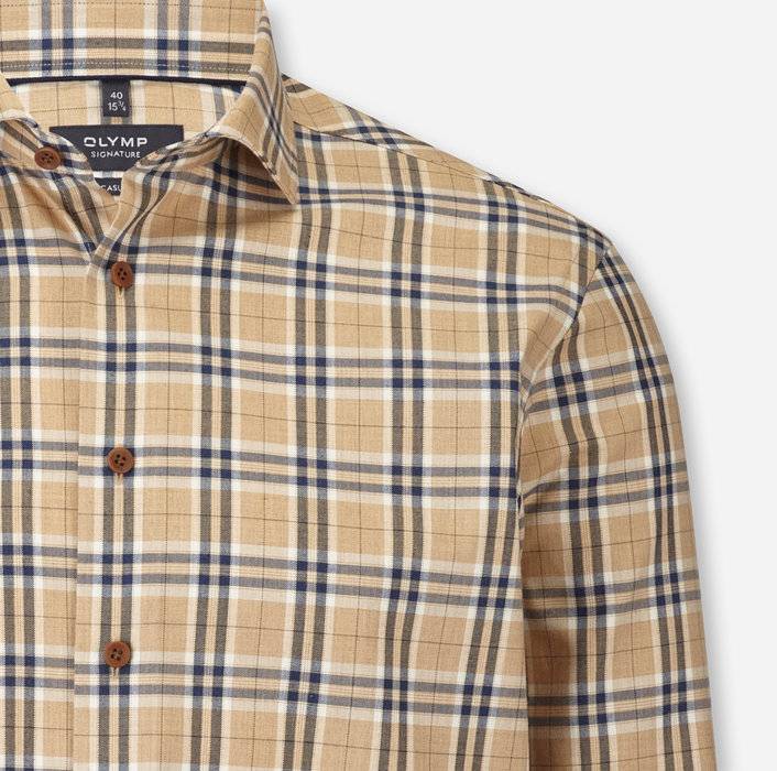 Oblymp SIGNATURE Casual, Freizeithemd, tailored fit, Kent, Natur Sonderangebote