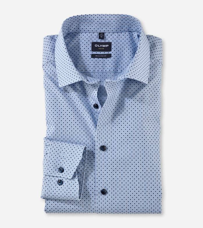 Oblymp Luxor, Businesshemd, modern fit, Global Kent, Bleu Clearance-Verkauf