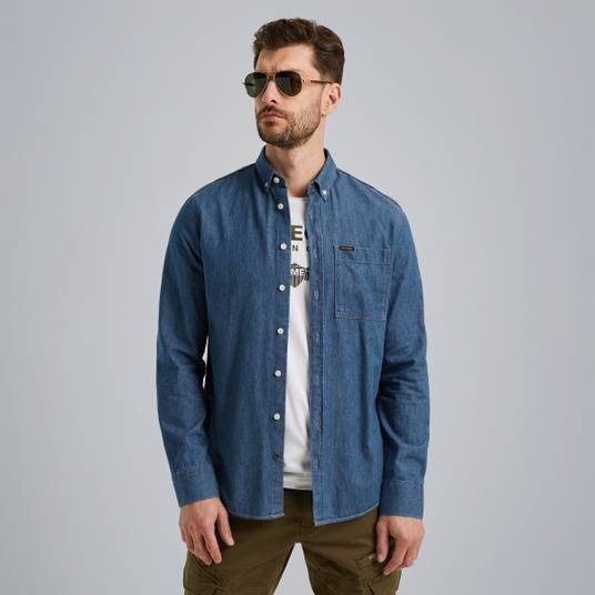 Pme Legend Hemd mit Indigo-Waschung Kostenlose Rückgabe