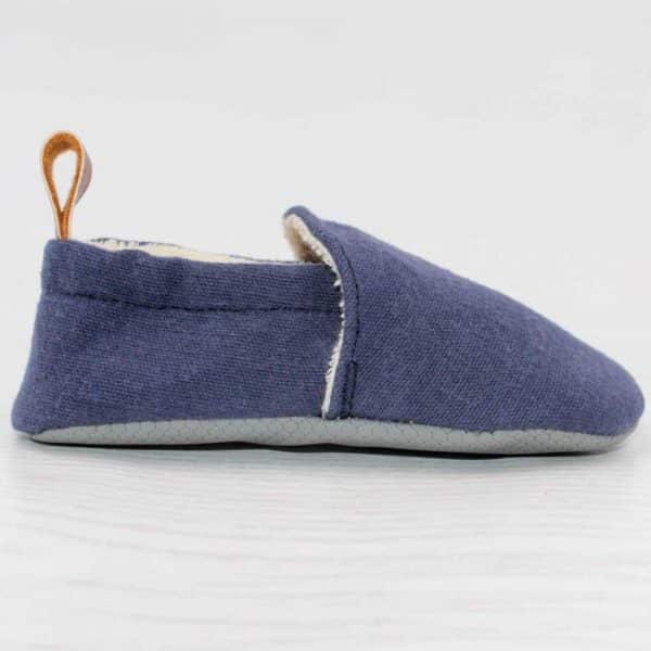 Pololo Barfuß Hausschuh Baumwolle (bio) Uni Blau Fabrikladen