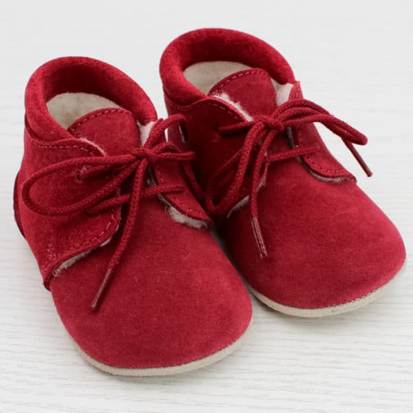 Pololo Für die ersten Schritte – “Porto” der Barfuß Kleinkindschuh Wollgefüttert Rot Black Friday