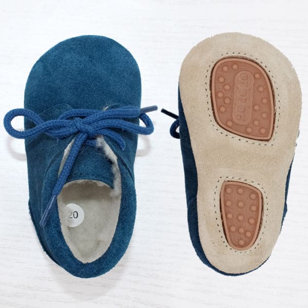 Pololo Für die ersten Schritte – “Porto” der Barfuß Kleinkinderschuh Wollgefüttert blau Vatertagsangebot