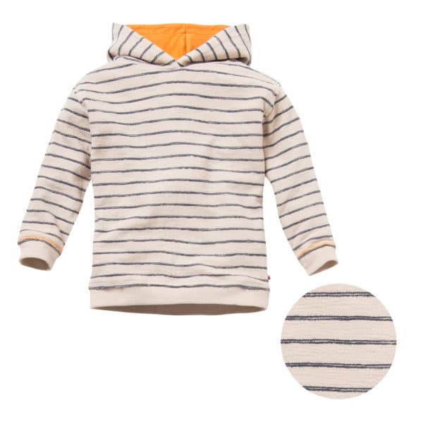 Pololo People Wear Organic Sweat-Hoodie beige-blau geringelt, aus Bio-Baumwolle Valentinstagsangebot