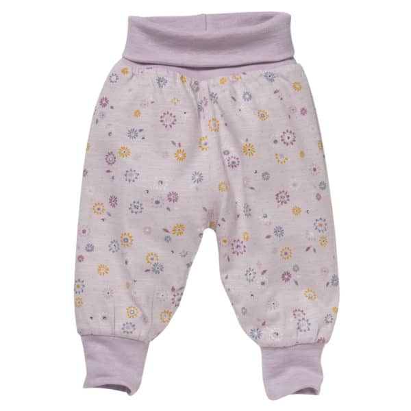 Pololo People Wear Organic Kinder Wendehose, beige-blass violett bedruckt, aus Bio-Baumwolle Heißer Verkauf