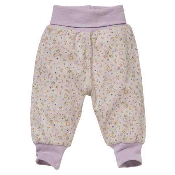 Pololo People Wear Organic Kinder Wendehose, beige-blass violett bedruckt, aus Bio-Baumwolle Heißer Verkauf