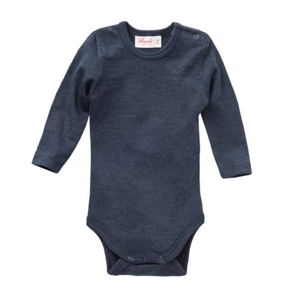 Pololo People Wear Organic Langarm-Body Wolle-Seide, dunkelblau Top Angebot
