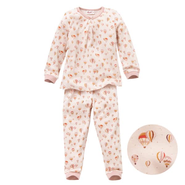 Pololo People Wear Organic Langarm-Pyjama “Heißluftballon”, rosa, Baumwolle (Bio) Blitzangebot