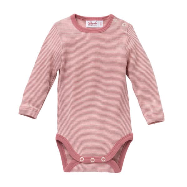 Pololo People Wear Organic Wolle-Seide-Body, rosa geringelt Tägliche Deals