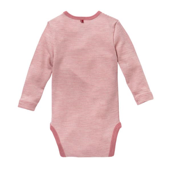 Pololo People Wear Organic Wolle-Seide-Body, rosa geringelt Tägliche Deals