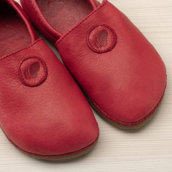 Pololo Barfuß Hausschuh Leder Uni Rot Super Sparpreis
