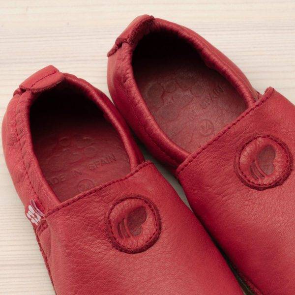 Pololo Barfuß Hausschuh Leder Uni Rot Super Sparpreis