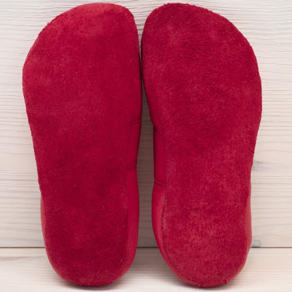 Pololo Barfußhausschuh Leder Rot mit Kordelstopper Neueste Stile