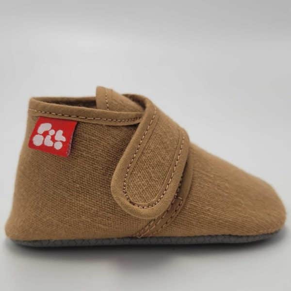 Pololo Barfuß Hausschuh mit Klettverschluss – hellbraun Sonderangebot der Fabrik