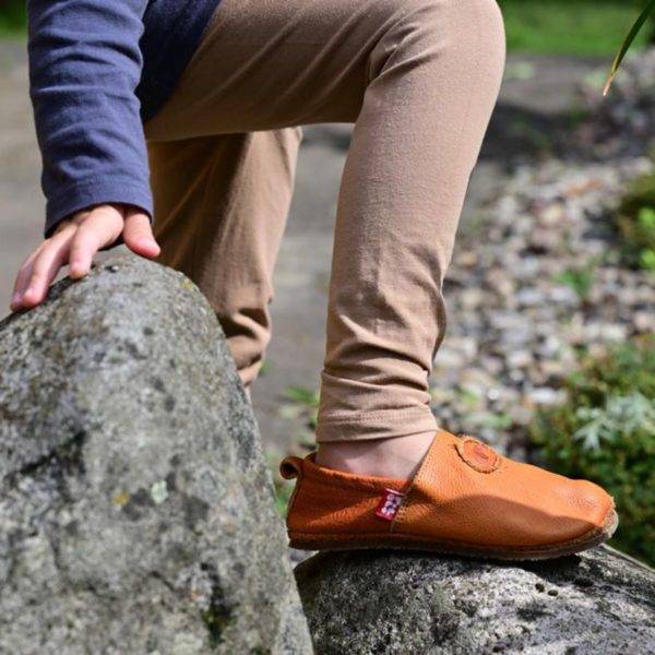 Pololo Barfußschuh Uni Leder Hellbraun Auslauf