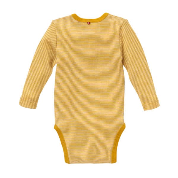Pololo People Wear Organic Wolle-Seide-Body, senfgelb geringelt Exklusivangebot