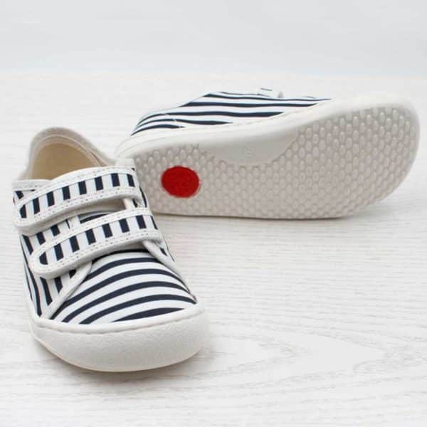 Pololo Barfuß-Sneaker Blau gestreift Restgrößen Preisnachlass