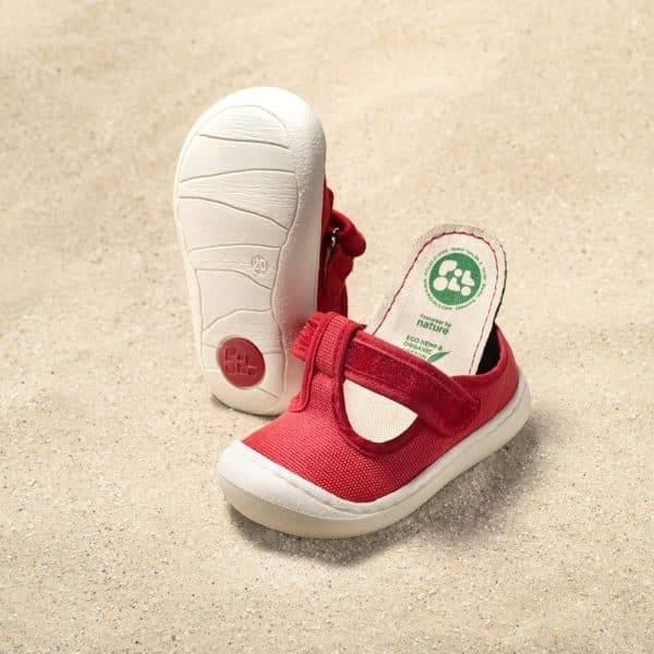 Pololo T-Bar Baumwollsandale “Arena” Rot Super Sparpreis