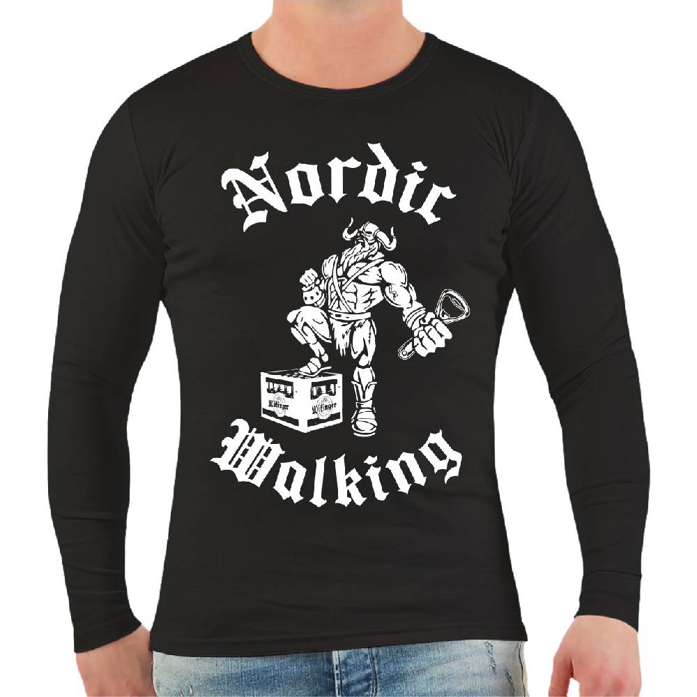 Spass Kostet Männer Longsleeve Wikinger mit Bier Nordic Walking Auslauf
