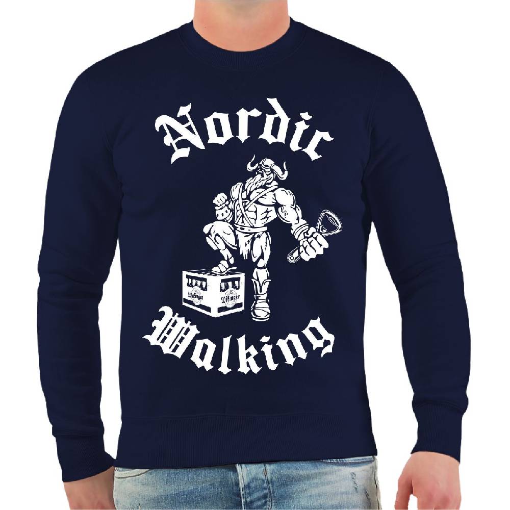 Spass Kostet Männer Sweatshirt Wikinger mit Bier Nordic Walking Verkauf