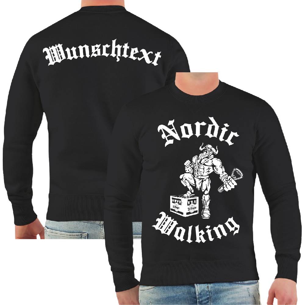 Spass Kostet Männer Sweatshirt WUNSCHTEXT Wikinger mit Bier Nordic Walking Angebote