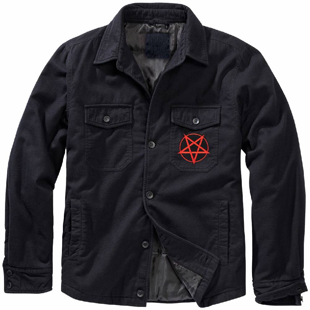 Spass Kostet Männer Flanell Jacke mit Fütterung Aufnäher Pentagramm Wochenangebot