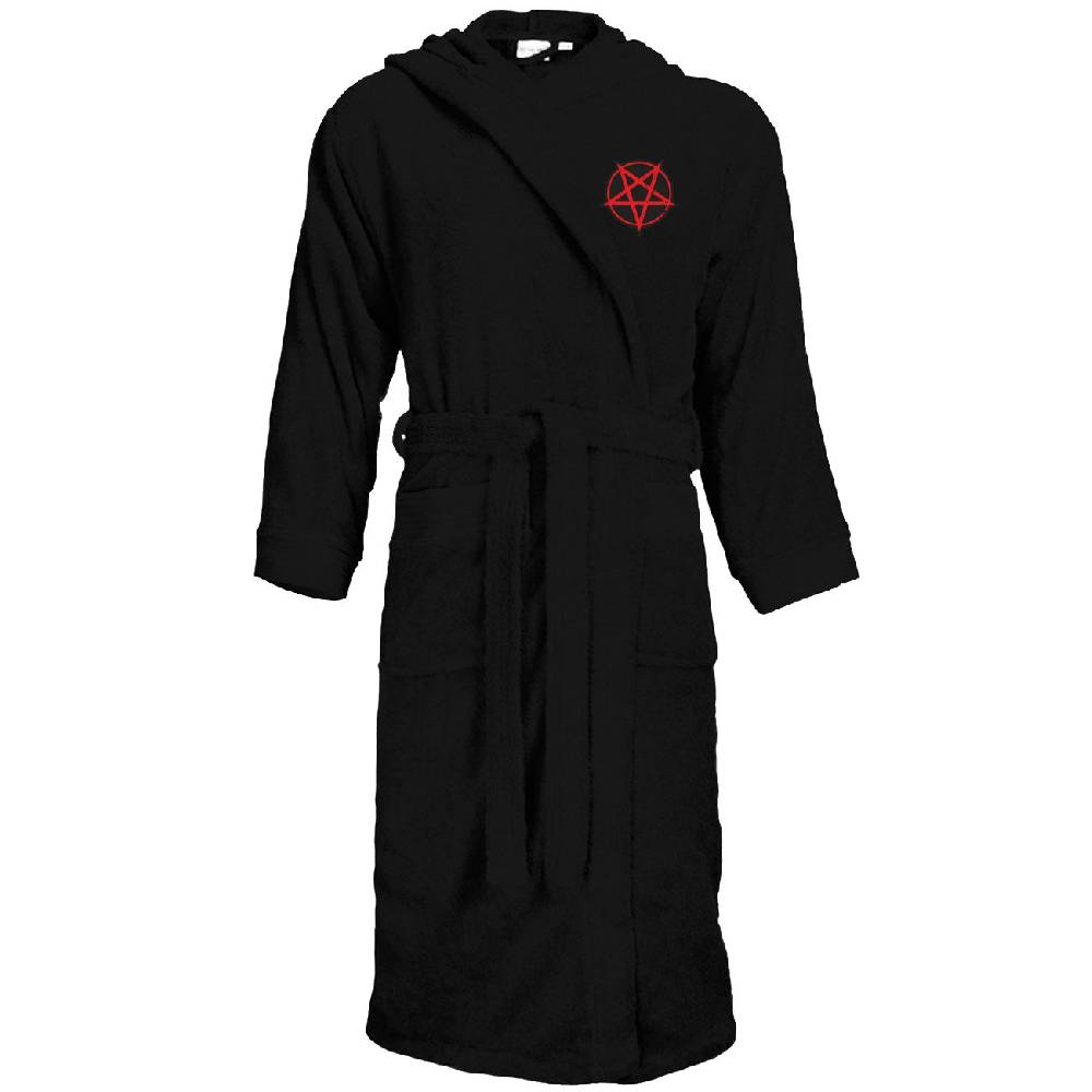 Spass Kostet Bademantel Frottee mit Kapuze und Aufnäher Pentagram Größe S bis XXXL Online