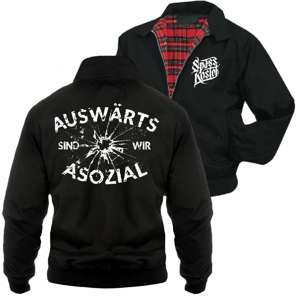 Spass Kostet Männer Harrington Jacke Auswärts sind wir Asozial Sonderangebot