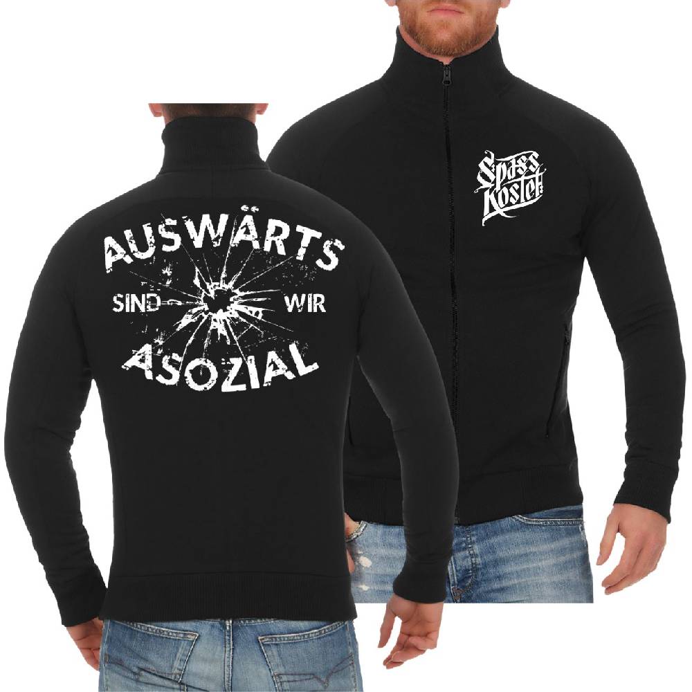 Spass Kostet Männer Sweatjacke Auswärts sind wir Asozial Rabatt