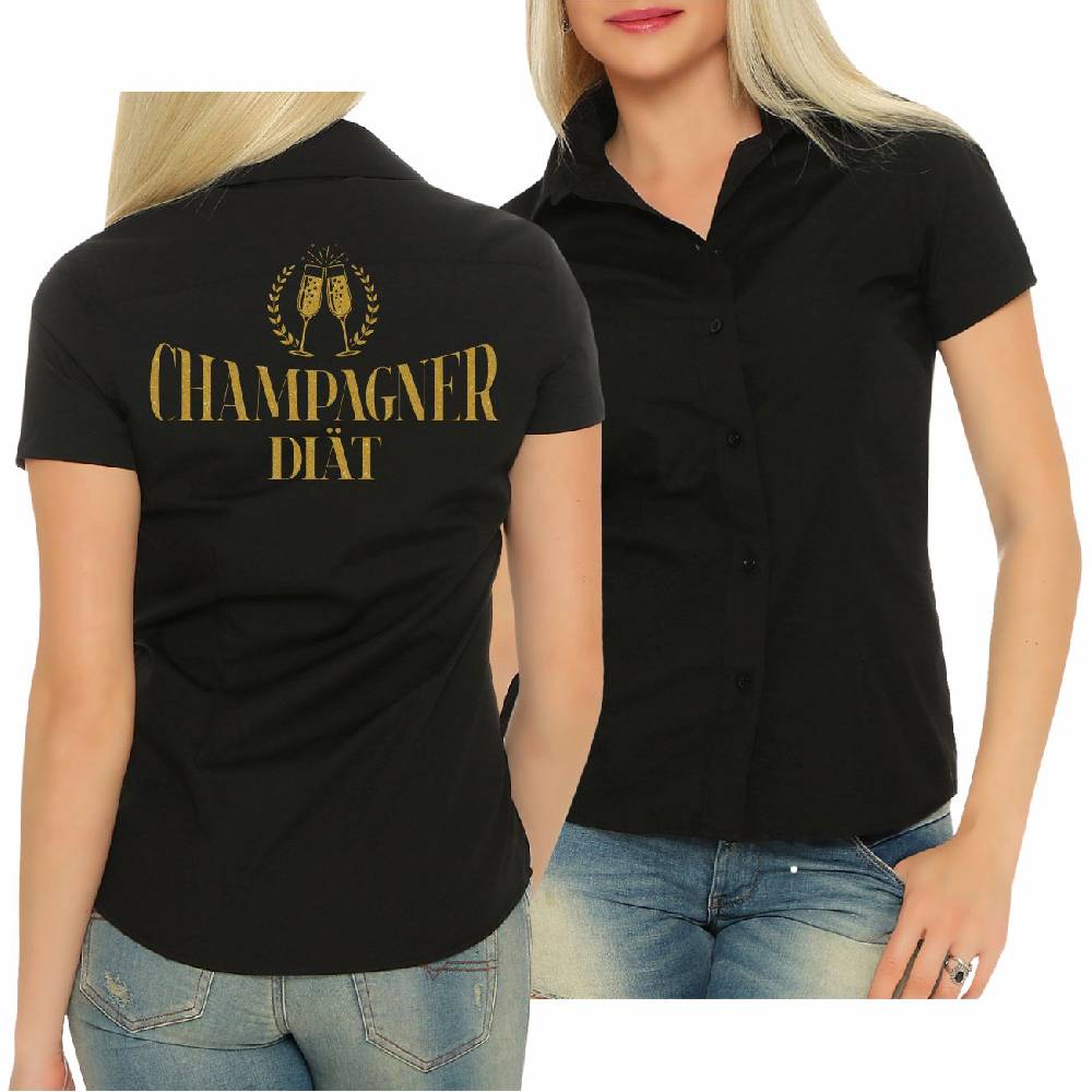 Spass Kostet Damen Bluse Hemd Kurzarm Champagner Diät in GOLD JETZT KAUFEN