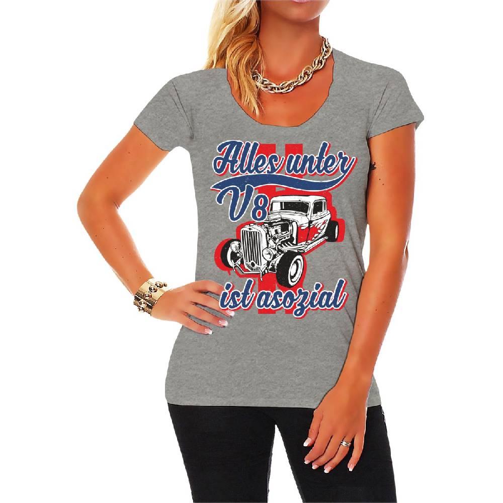 Spass Kostet Frauen T-Shirt Alles unter V8 ist asozial 2025