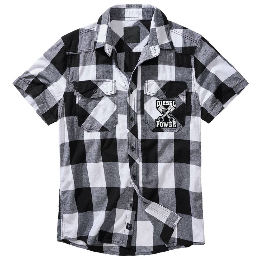 Spass Kostet Herren Karo Kurzarm Hemd DIESEL POWER Grösse M bis 7XL Outlet