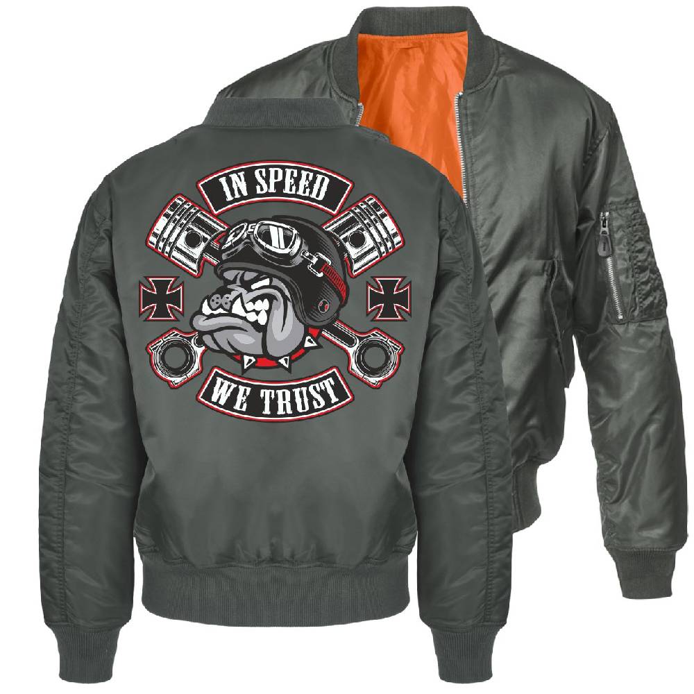 Spass Kostet Bomberjacke Pilotenjacke In Speed we Trust Rockn Roll Schlussverkauf