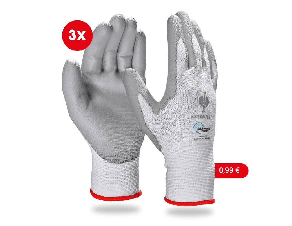 Strauss e.s. PU-Handschuhe recycled, 3 Paar Sonderangebot