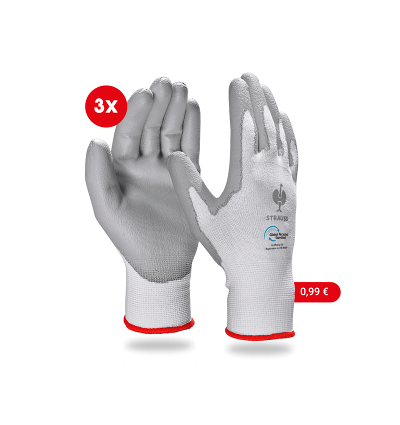 Strauss e.s. PU-Handschuhe recycled, 3 Paar Sonderangebot