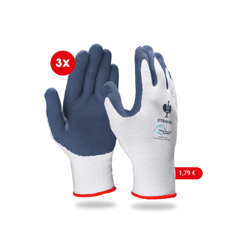 Strauss e.s. Latexschaum-Handschuhe recycled, 3 Paar Clearance-Verkauf
